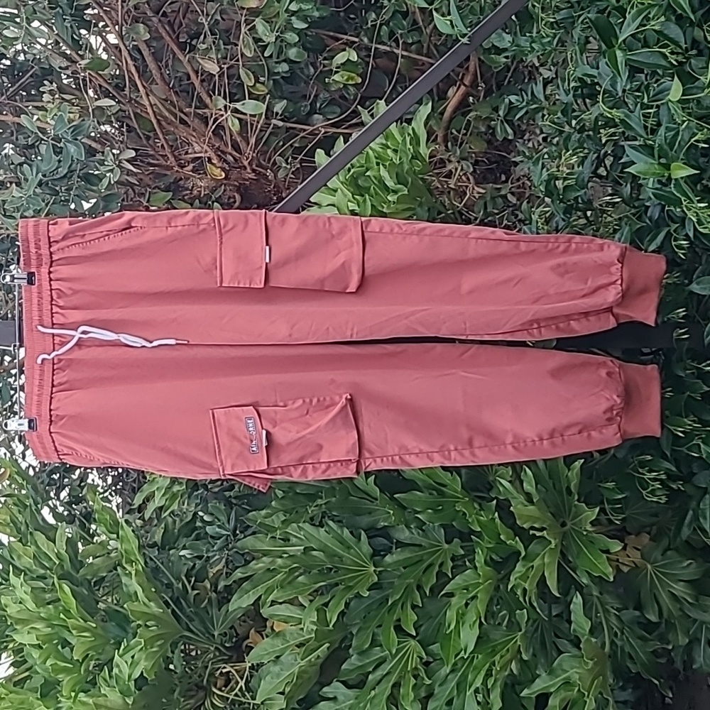 Air Borne Drawstring Elastic Waist Jogger Pants - Orange - Size XL